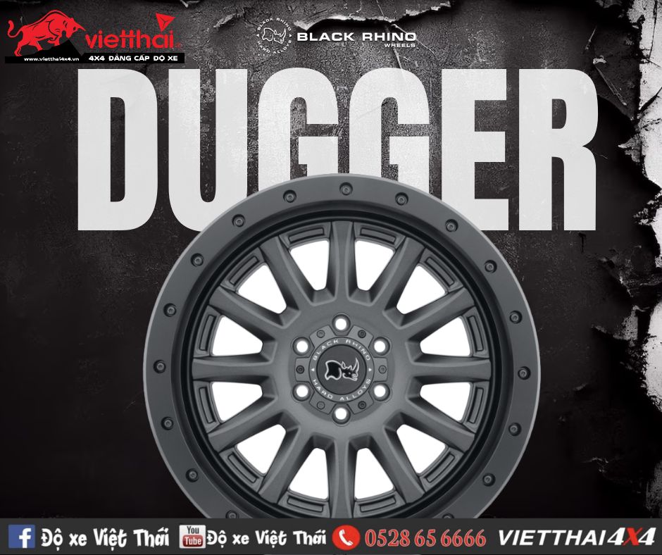 MÂM BLACK RHINO DUGGER 18×8.5 | 6/139.7 | ET00 | CB112.1 (MÀU ĐEN)